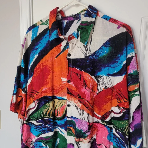 Pair Of Jogal Mens Bright Colorful Hawaiian Floral Shirts. Short Sleeve. 2xl - Picture 6 of 9